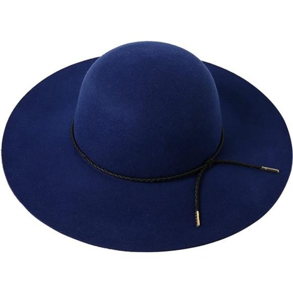 Retro Wide Brim Large Floppy Panama Hat Navy